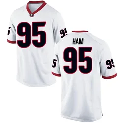 Men's Nike Charlie Ham Georgia Bulldogs Game White Football College Jersey