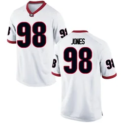 Men's Nike Noah Jones Georgia Bulldogs Game White Football College Jersey