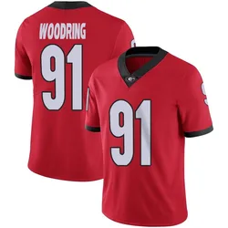 Men's Nike Peyton Woodring Georgia Bulldogs Limited Red Football Jersey