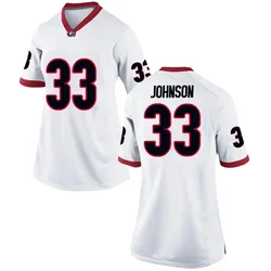 Women's Nike Quintavius Johnson Georgia Bulldogs Replica White Football College Jersey