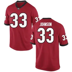 Youth Nike Quintavius Johnson Georgia Bulldogs Replica Red Football College Jersey